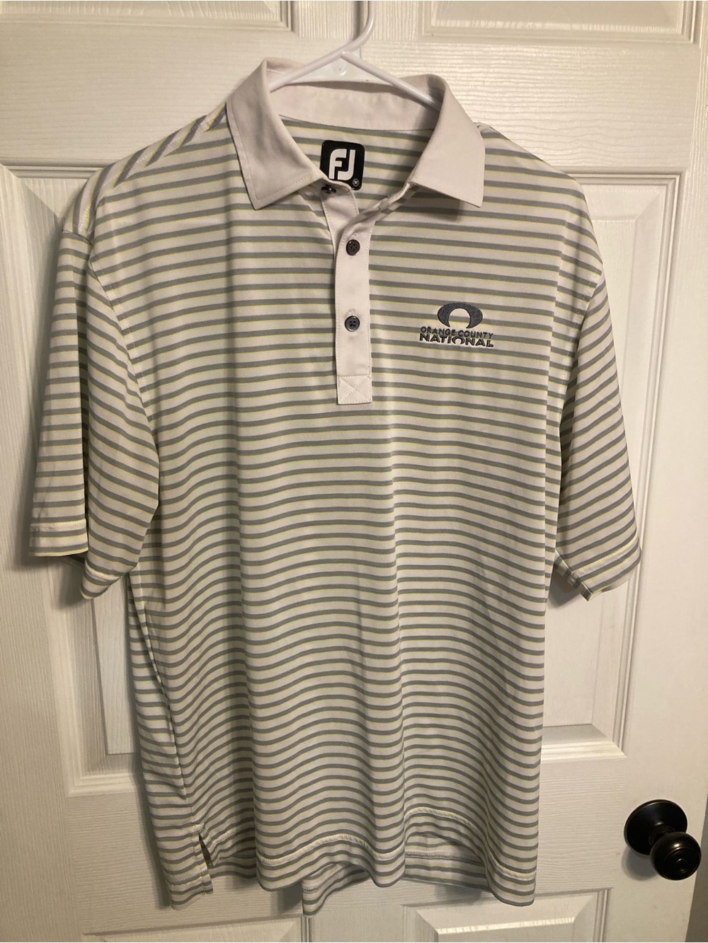 FootJoy White Polo with Light Gray Stripes